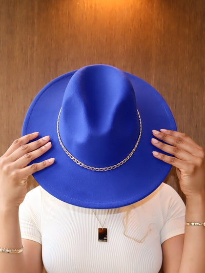 Fedora Hat || Royal Blue with Chain Detail - Ninth and Maple HATS