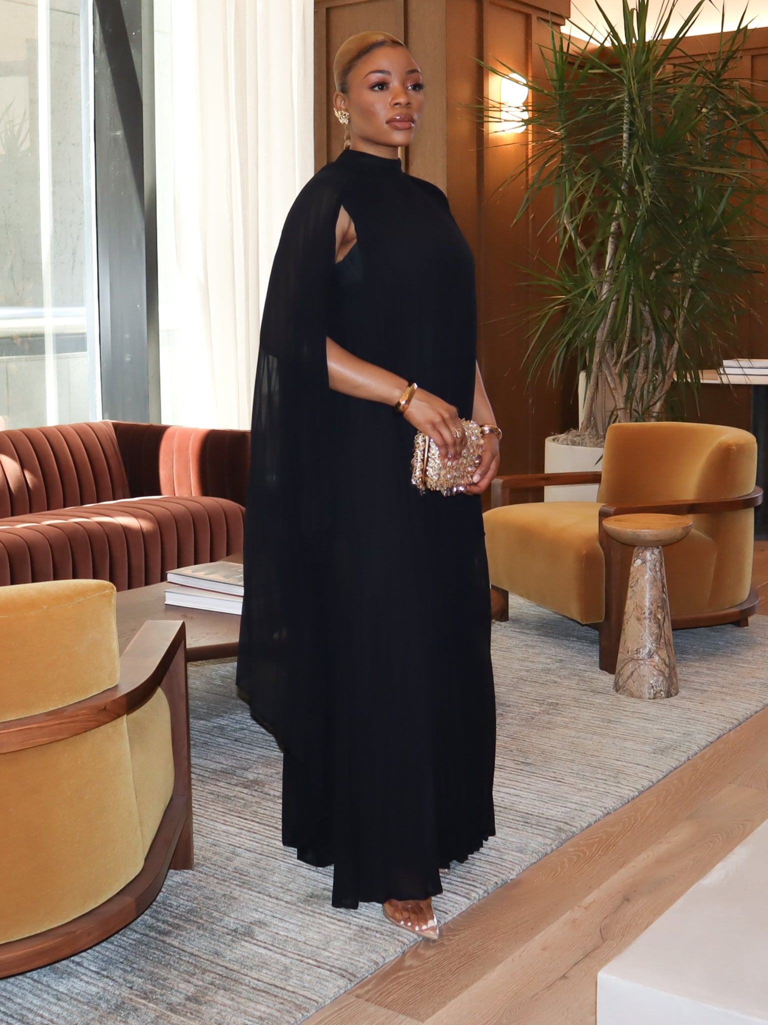 Arianna Maxi Pleated Dress (Black) - Ninth and Maple Dress