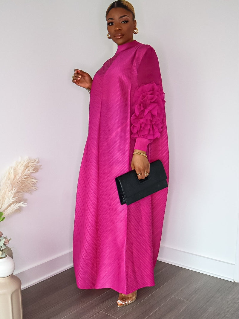 PETAL SLEEVE MOCK NECK DRESS Pink PETAL SLEEVE MOCK NECK DRESS Pink