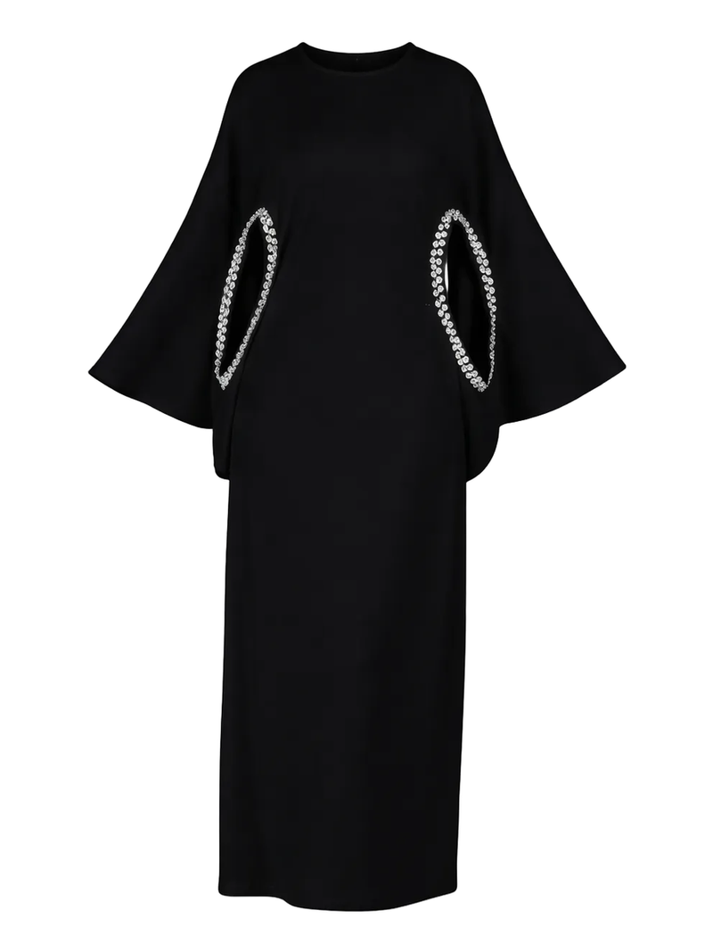 Adrienne Rhinestone Detail Crepe Dress