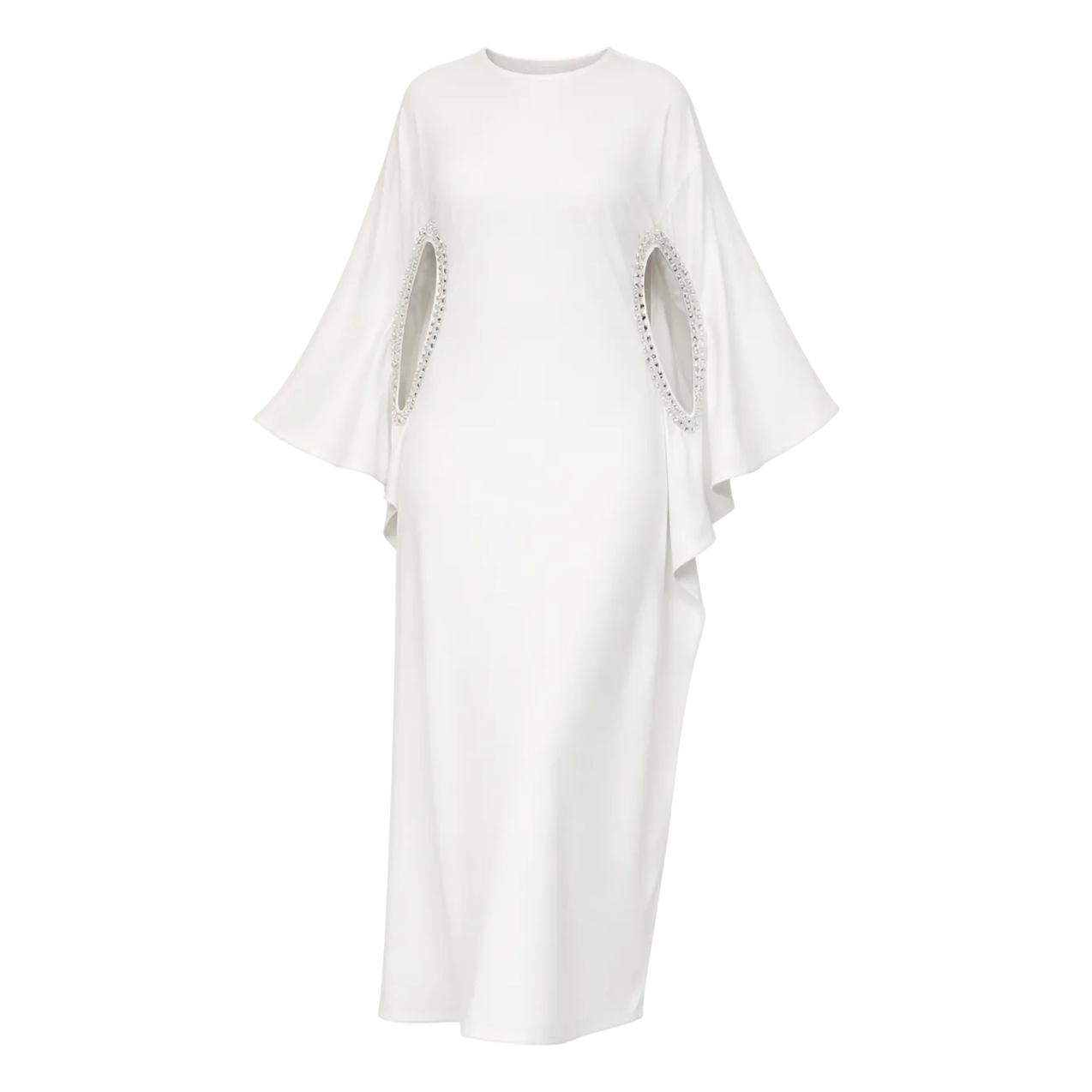 Adrienne Rhinestone Detail Crepe Dress