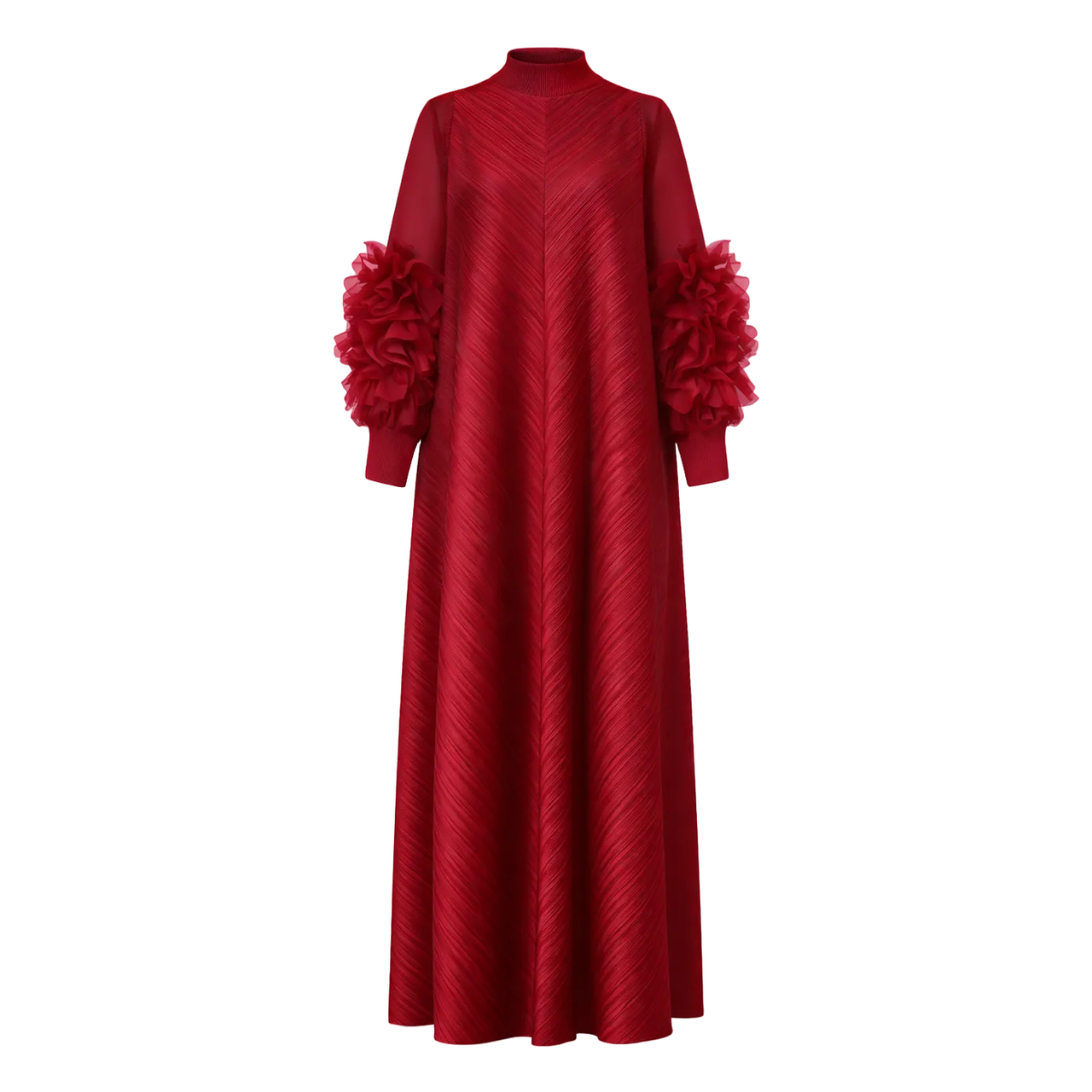 Cece Pleated Bat-Sleeve Maxi Dress