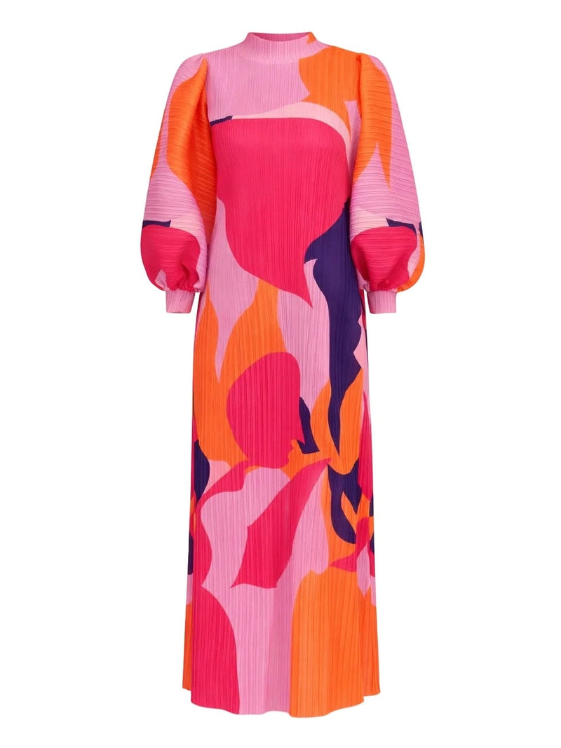 Dionne Puff Sleeve Pleated Dress