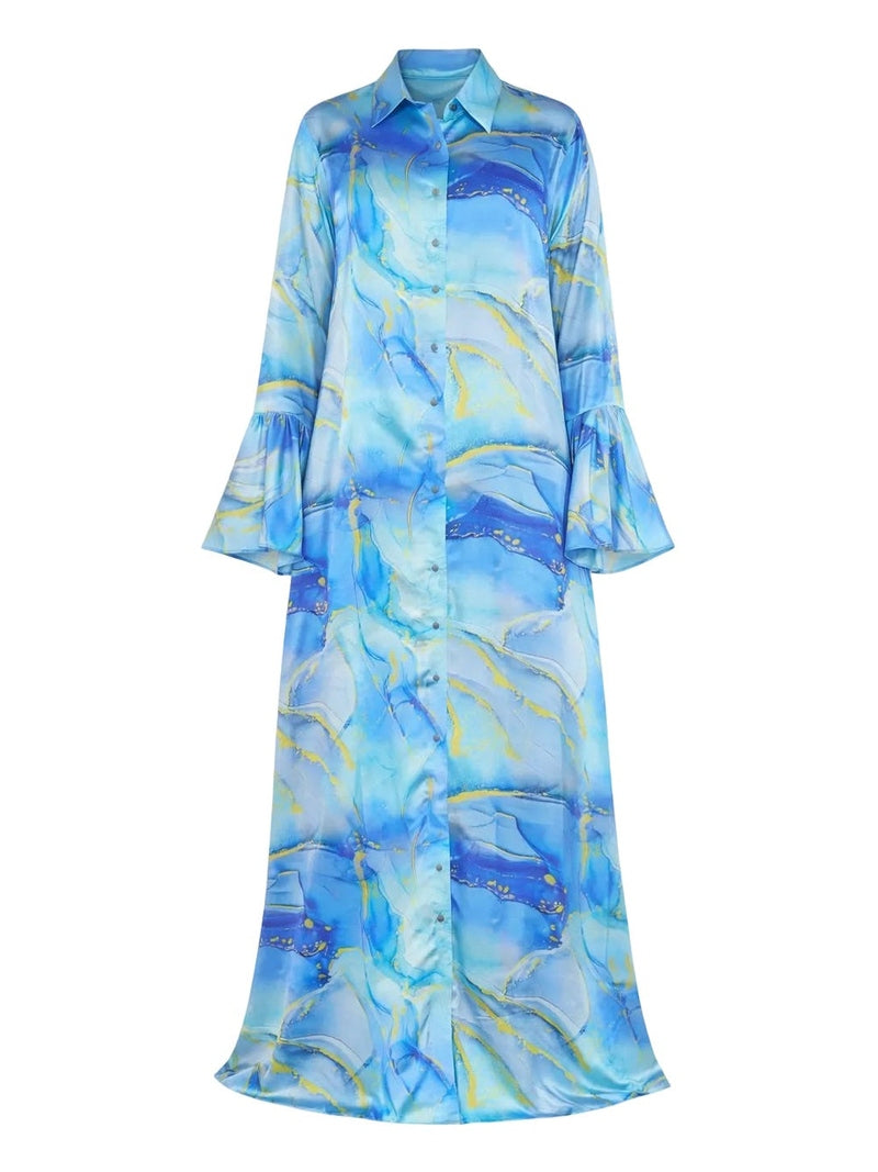 silk button down dress Yelana Button-Down Kaftan Dress S-L