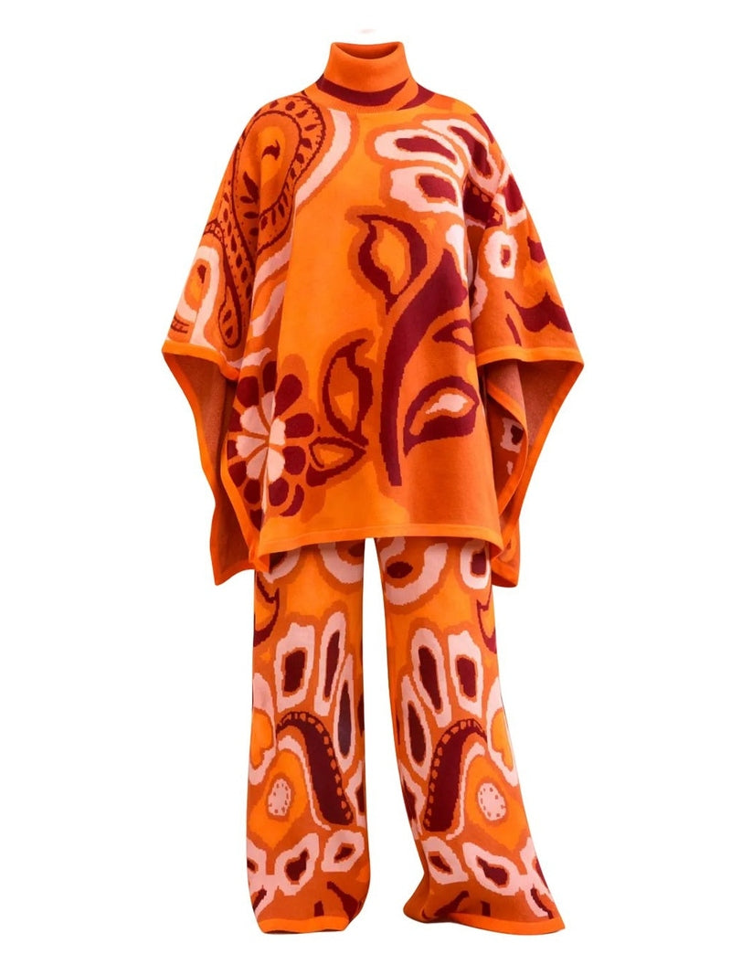 Viola Knit Poncho Set – Multicolor Knit Set