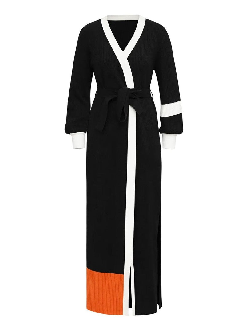 Dahlia Cardigan – Multicolor Longline Knit Cardigan with Belt