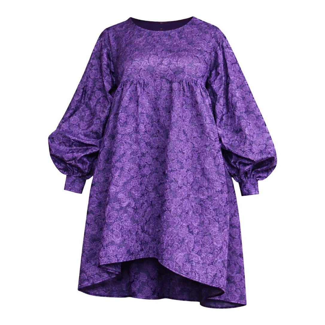 Margie Balloon Sleeve Dress – Purple Loose Fit Dress