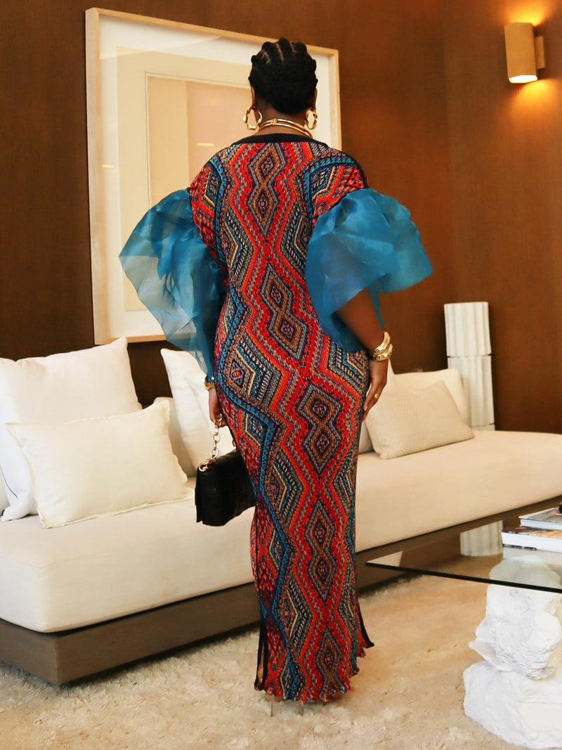 Mara Print Maxi Dress with Puff Sleeves