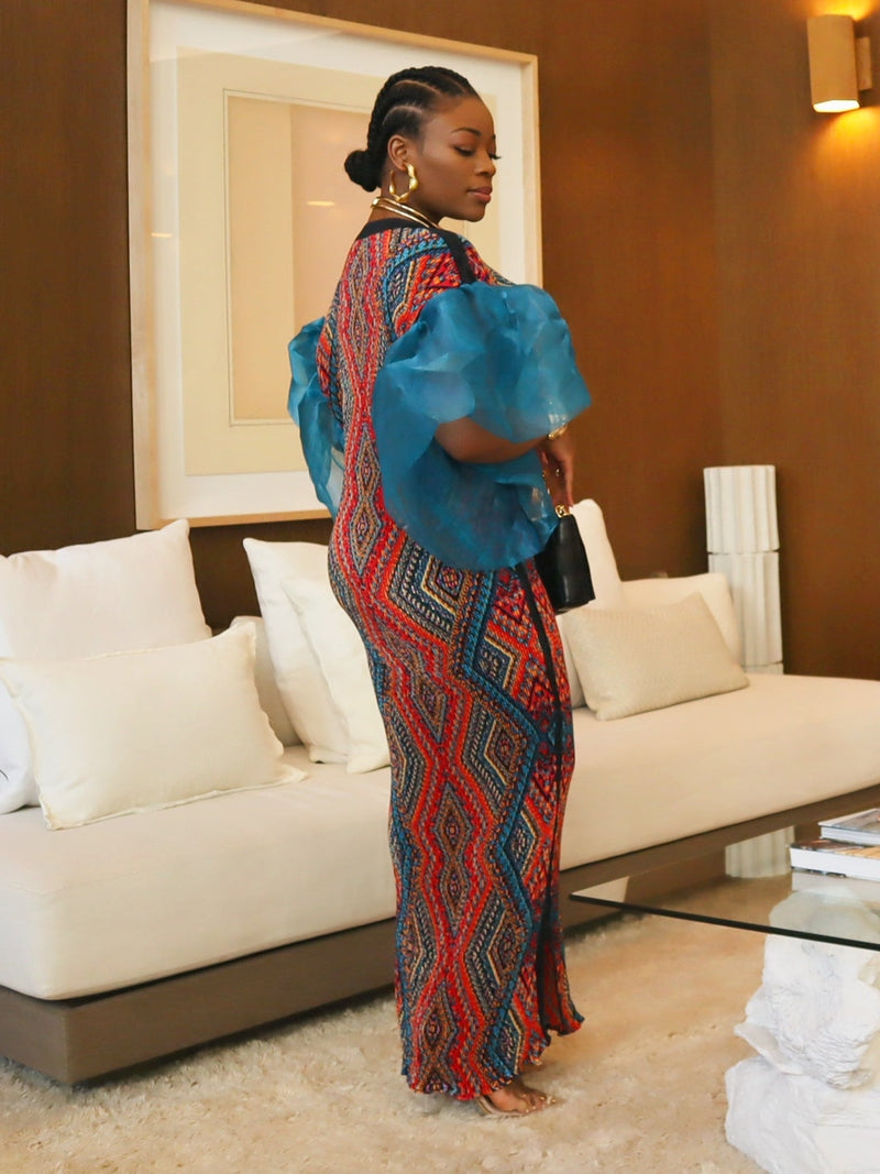 Mara Print Maxi Dress with Puff Sleeves