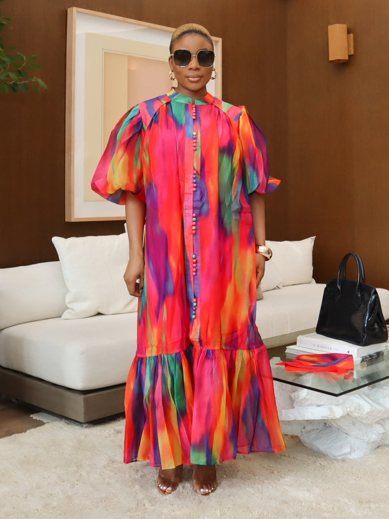 Color Pop Neck Tie Dress (Sample - FINAL SALE)