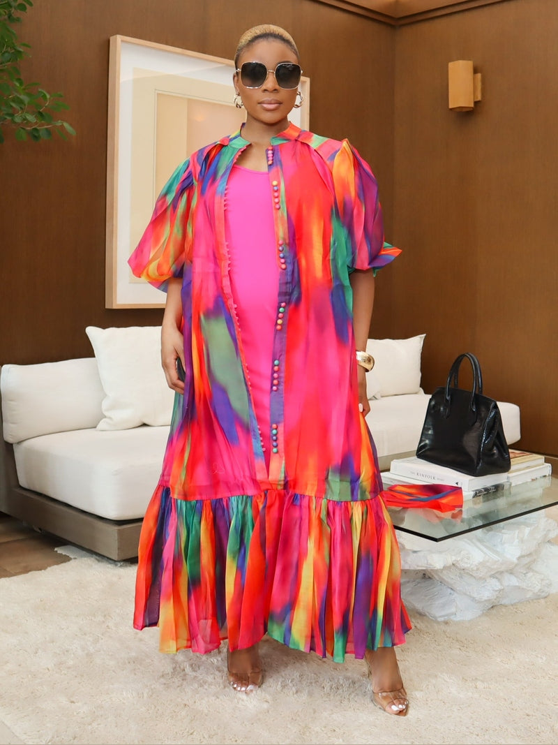 Color Pop Neck Tie Dress (Sample - FINAL SALE)