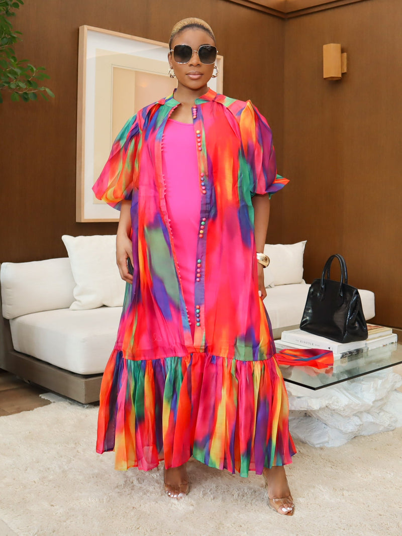 Color Pop Neck Tie Dress