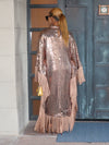 Nadia Sequin High-Neck Dress (Rose Gold)