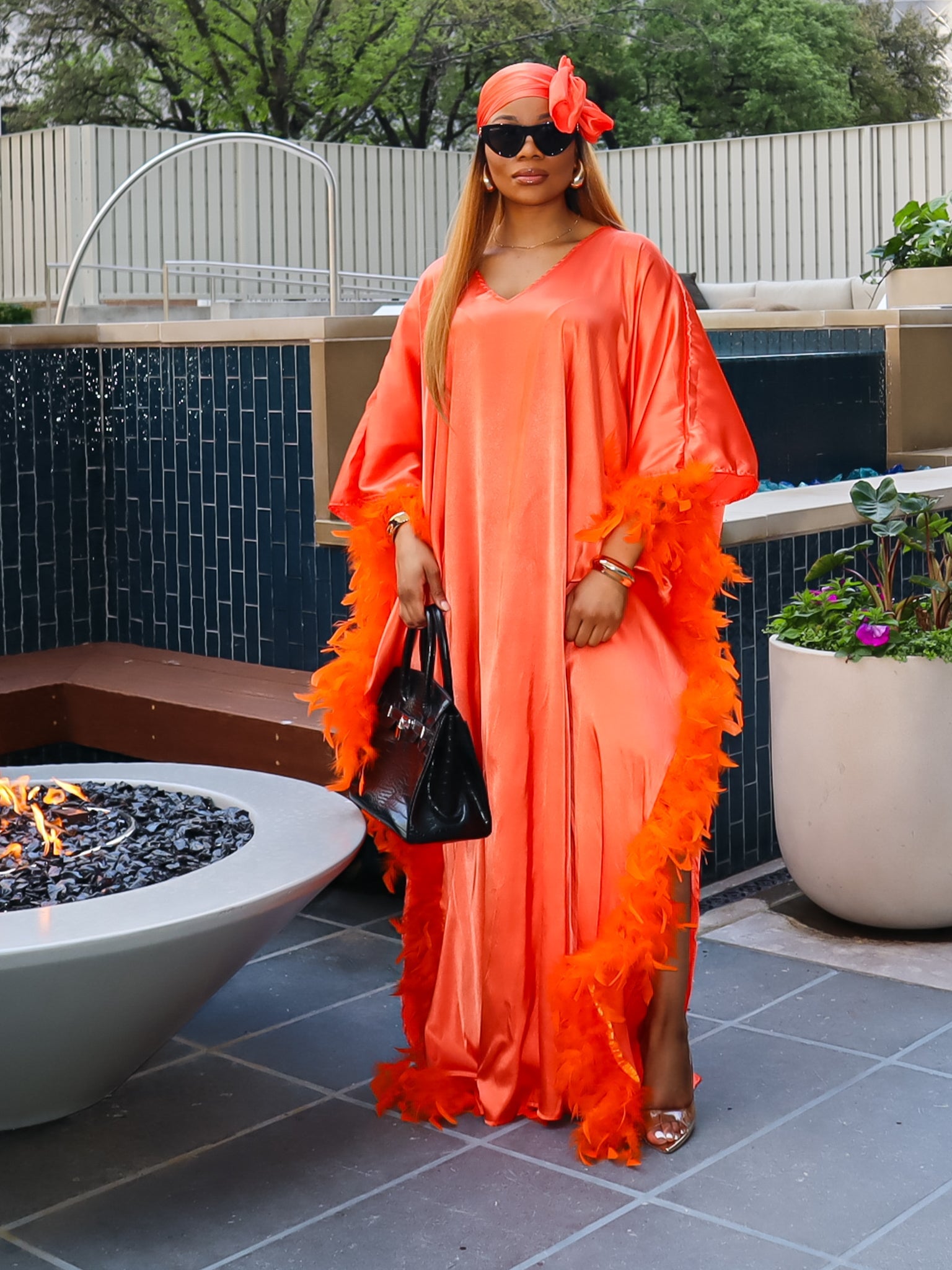 Orange shops kaftan dress