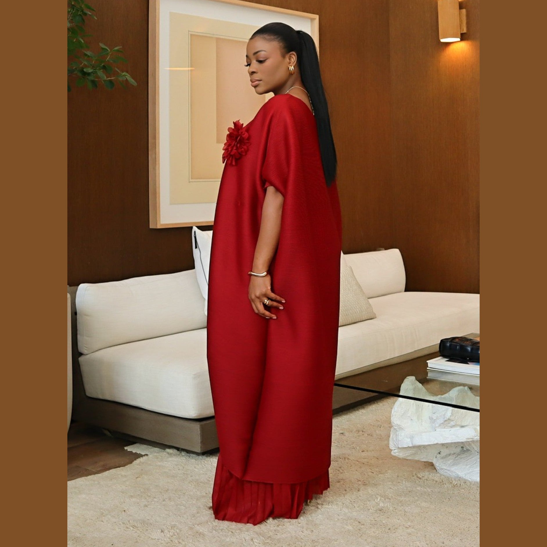 Sheila Pant Set – Red Two-Piece Tunic and Palazzo Pants