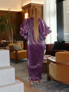 Ruffled Sleeve Maxi Pleated Dress (Purple)