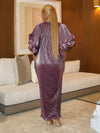 Ruffled Sleeve Maxi Pleated Dress (Purple)