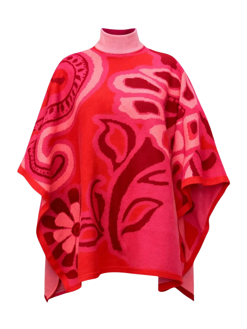 Viola Knit Poncho – Pink Knit Poncho Top