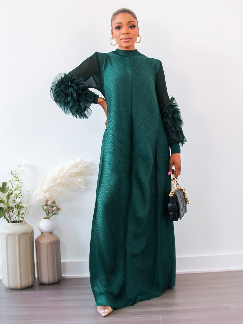 Cece Pleated Bat Sleeve Dress