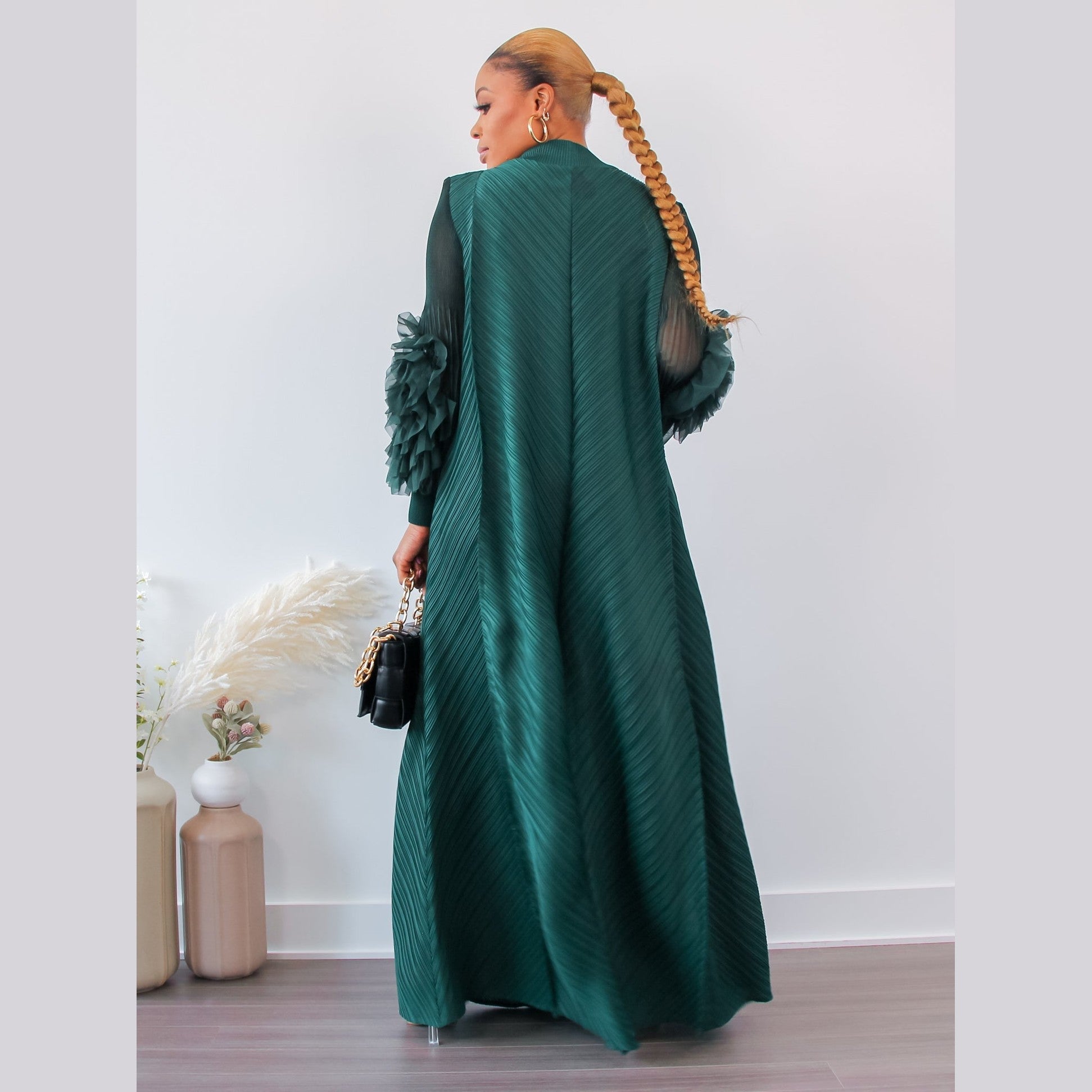 Cece Pleated Bat Sleeve Dress