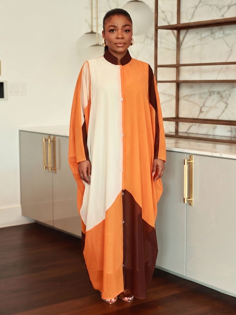 Amara colorblock kaftan maxi dress — Ninth & Maple