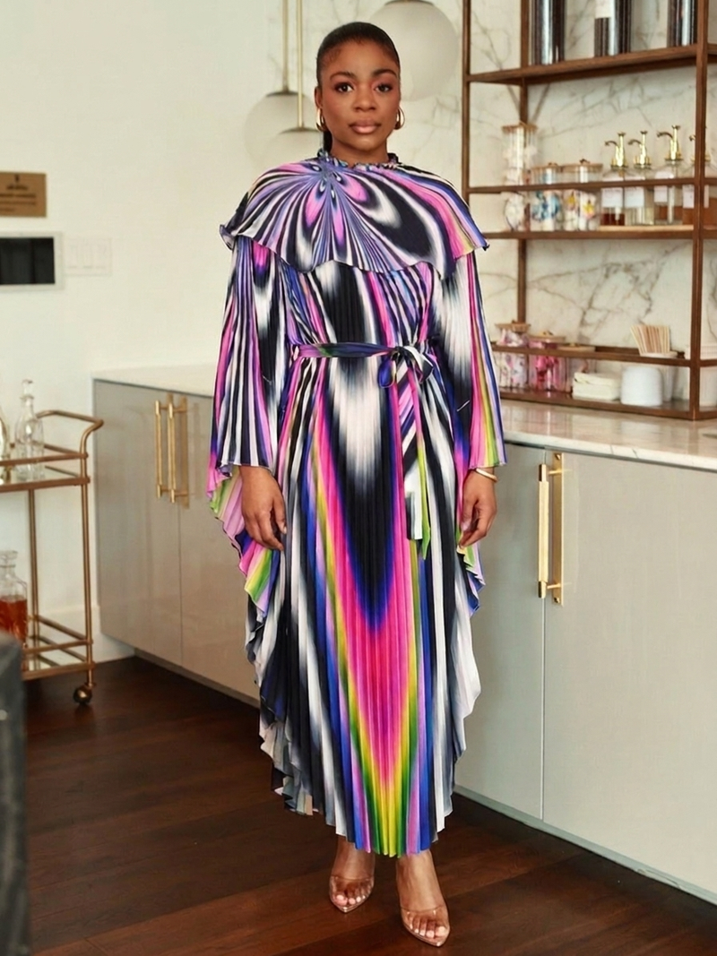 Celeste ombré pleated cape maxi dress — Ninth & Maple