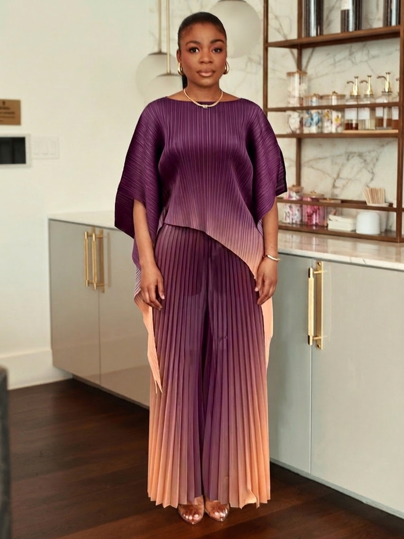 Soraya ombré pleated palazzo pant set — Ninth & Maple