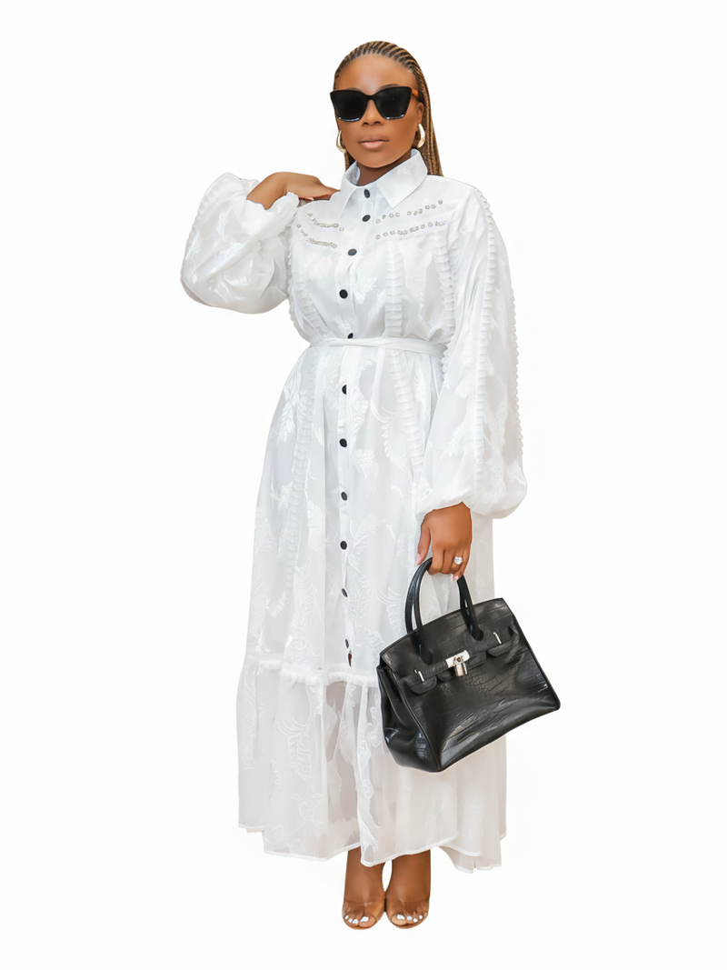 Maybel Maxi Dress White - White Background