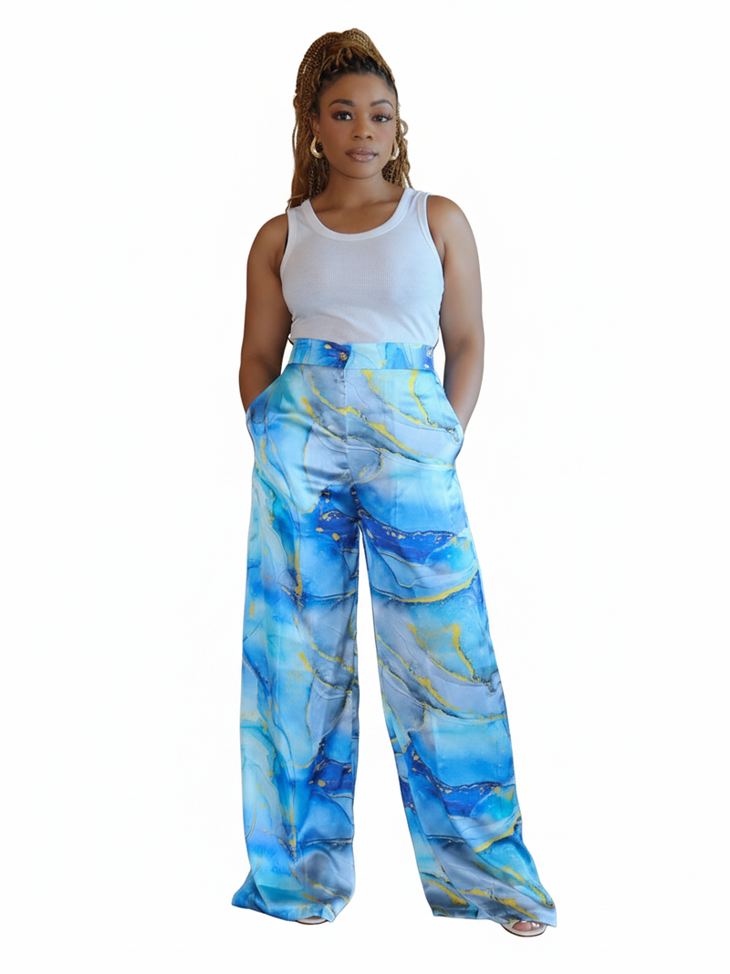 Yelena Wide Leg Pants - White Background