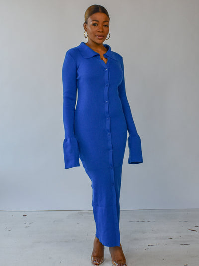 Misha Midi Dress (Blue) - Ninth and Maple